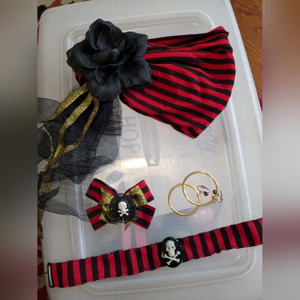 Red and Black Striped Pirate Costume Accessories